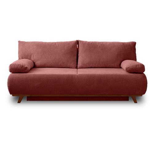 Canapé Droit Convertible 3 Places En Velours Texturé Rose