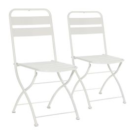 Pack De 2 Chaises De Jardin Pliantes En Métal Blanc