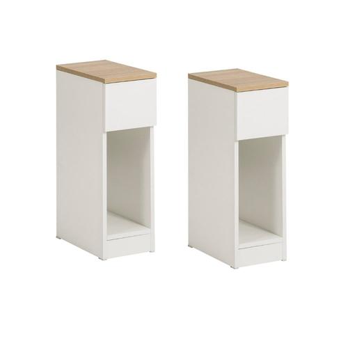 Lot De 2 Tables De Chevet En Aggloméré Blanc