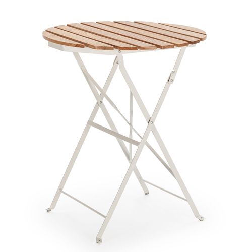 Table De Jardin Pliante En Bois Et Métal Blanc