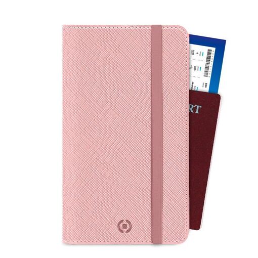 Celly Venere Passport Portefeuille Rose Simili-cuir
