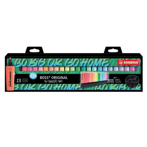 Surligneurs - Stabilo Boss - 23 Couleurs Fluos Et Pastel - Edition Limitée - Avec Support De Bureau