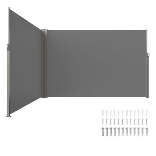 Auvent Latéral Rétractable-VEVOR-200x600 cm-Paravent Extérieur Imperméable Brise-Vue Tissu en Polyester-pour Jardin, Balcon-Gris