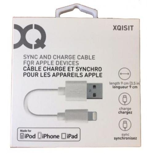 Xqisit - Câble Lightning - USB mâle pour Lightning mâle - 9 cm - blanc