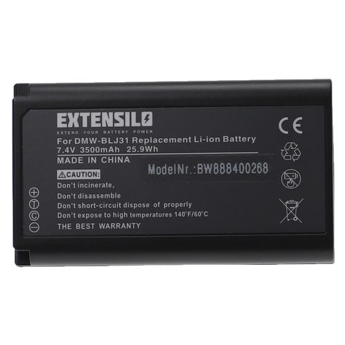 EXTENSILO Batterie compatible avec Panasonic Lumix DC-S1, DC-S1R, S1, S1R appareil photo, reflex numérique (3500mAh, 7,4V, Li-ion)