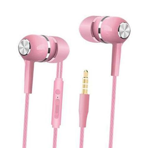 Écouteurs intra-auriculaires S12 3,5 mm avec micro-crack écouteurs pour Smartphones Ordinateur portable One Key Control Commande vocale rose