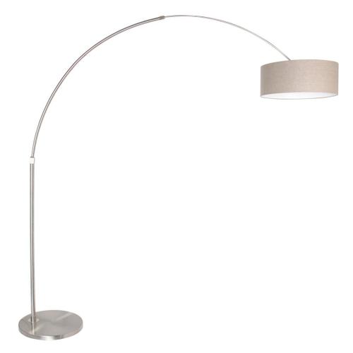 Sienna Sparkled Light Lampadaire Arc Acier Brossé, Tissu Lin