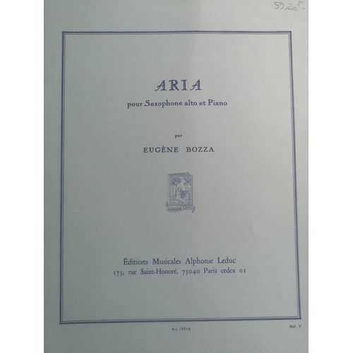 Aria Pour Saxophone Alto Et Piano