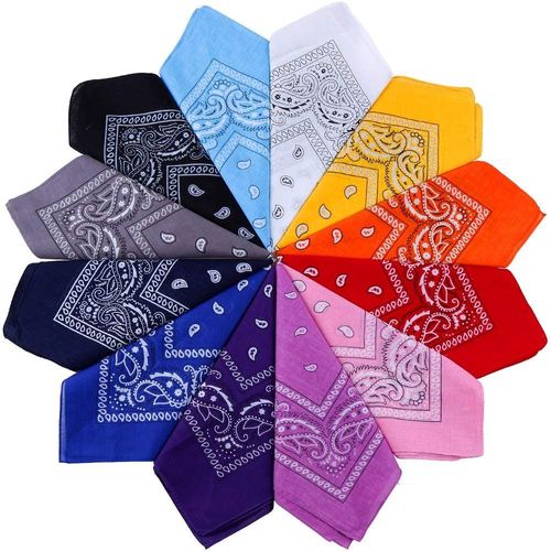 12 Couleurs Bandanas Foulards Hommes Femmes Foulard Fichu Multifonction Coloré Cyclisme Bandeau Echarpe Mouchoir 55 * 55cm