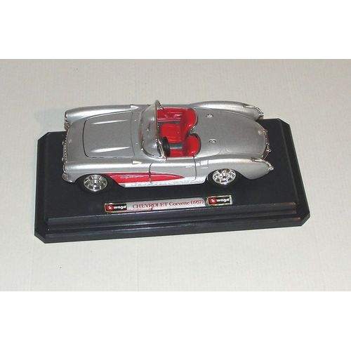 Chevrolet Corvette 1957 Bburago - Voiture Chevrolet Cabriolet Echel 1.24eme Grise Metal Burago-Bburago