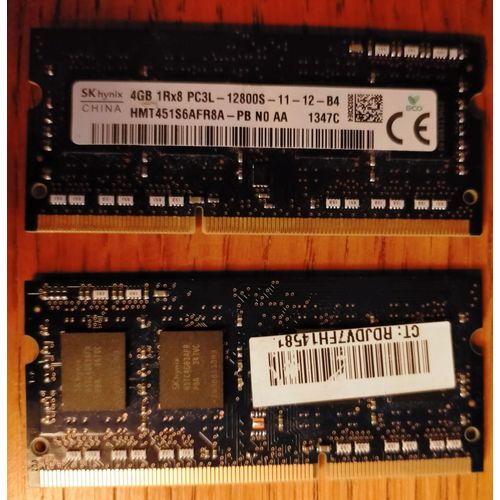 2 Barrettes mémoire HYNIX (2 x) 4GB 1RX8 PC3L-12800S-11-12-B4 DDR3