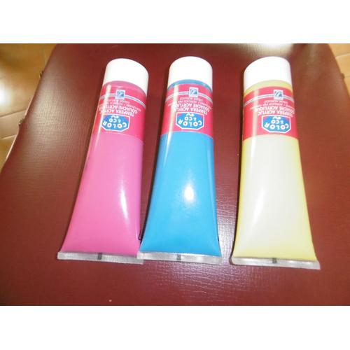 Lot De 3 Tubes 250ml Peinture Gouache Acrylique Color Et Co : Rouge,Bleu,Jaune Lefranc Bourgeois