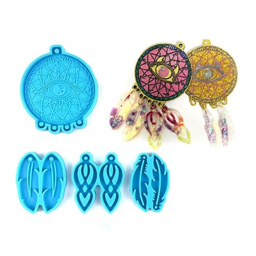 Kit de moulage en résine époxy, moule en Silicone pour porte-clés/boucles d'oreilles, attrape-rêves/pendentif de plumes