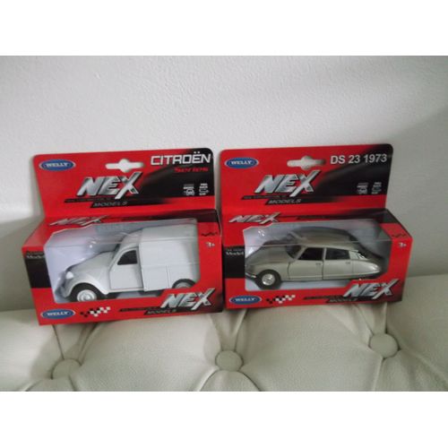 2 Cv Fourgonnette + Ds 23 (1973) - Lot De 2 Miniatures Voitures Citroen Welly (1:43)
