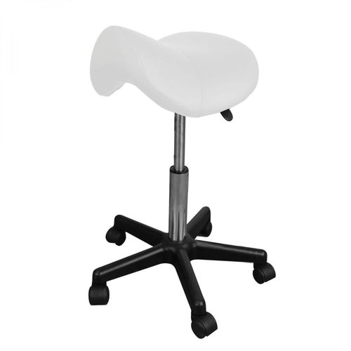 Vivezen - Tabouret Ergonomique, Selle De Cheval À Roulettes Réglable En Hauteur De 49.5 À 68 Cm Et Pivotable À 360° - Blanc