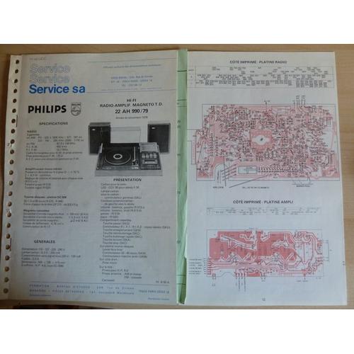 Documentation Technique Philips Hi-Fi Radio Ampli Magnetophone Tourne-Disque 22 Ah 990 / 79