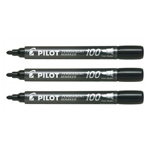 Pilot Lot De 3 Marqueurs Permanent Sca-100 Pointe Ogive 1mm Noir