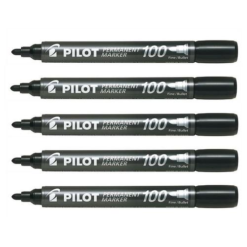 Pilot Lot De 5 Marqueurs Permanent Sca-100 Pointe Ogive 1mm Noir