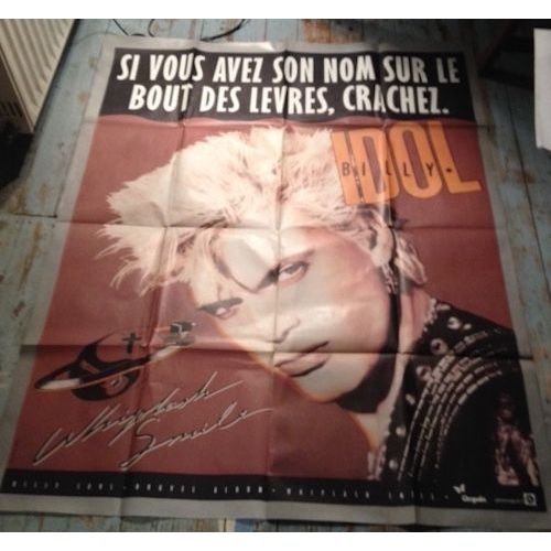 Billy Idol - Whiplash Smile - French Promo Folded / Pli - 110x158cm - Affiche / Poster Envoi Pli