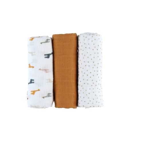 Lot De 3 Langes En Mousseline Écru/Ocre Mix & Match - Noukie's