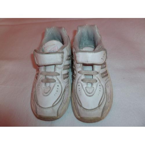 Baskets Fillette Blanche Et Rose  Taille 25 Marque : Adidas