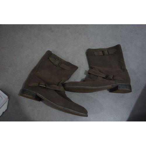 Neuves Bottines "Motardes" Daim Taupe Moa - 40