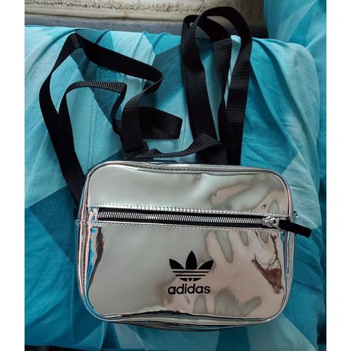 Adidas Originals - Petit Sac À Dos Transformable En Sac Bandoulière Argent Silver & Noir