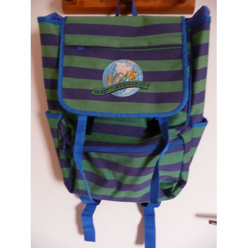 Sac À Dos Benetton Rayé Bleu Et Vert