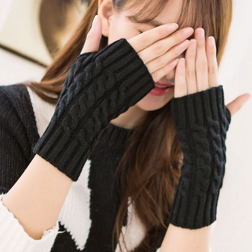 Gants Sans Doigts Pour Femmes 1 Paire Le Noir S