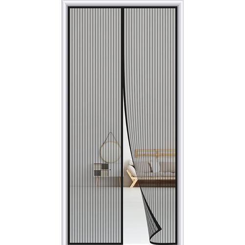 Moustiquaire Porte Fenêtre Magnétique -Rideau Anti Moustiques Mouche,Fermeture Automatique Sans Perçage,90 X 210cm Noir