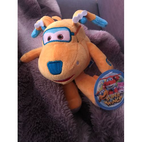 Peluche Doudou Hélicoptère Jaune Super Wings Play By Play 19 Cm
