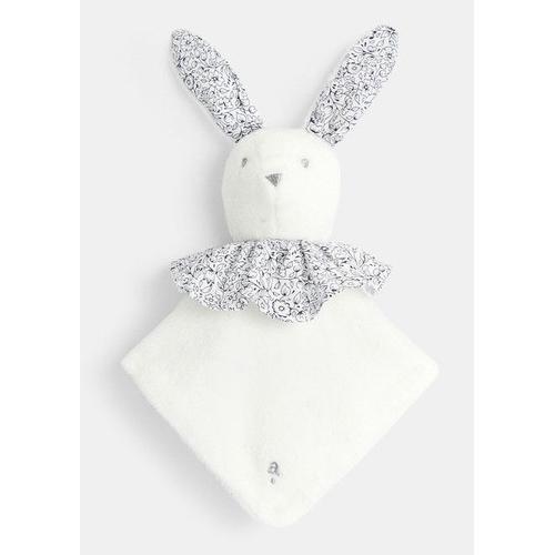 Doudou Lapin Blanc Absorba Plat Col Volante Liberty Coton Peluche Jouet Bebe Naissance