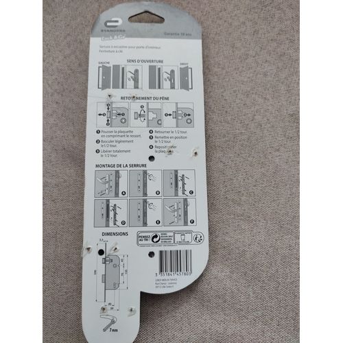 Serrure à encastrer pour porte d'intérieur