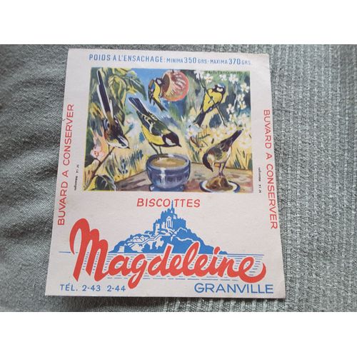 Buvard Biscottes Magdeleine N°14 Mésanges