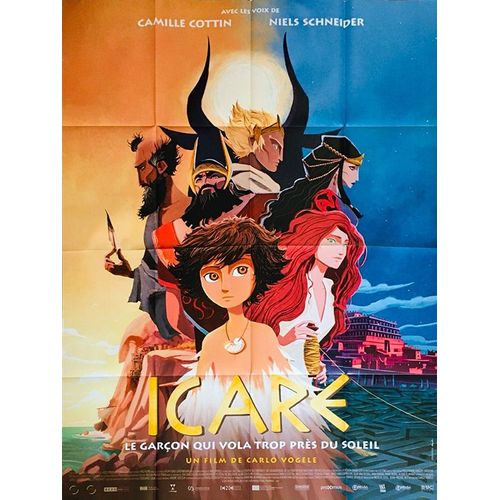 Icare - Véritable Affiche De Cinéma Pliée - Format 120x160 Cm - De Carlo Vogele Avec Les Voix De Camille Cottin, Niels Schneider - Animation - 2022