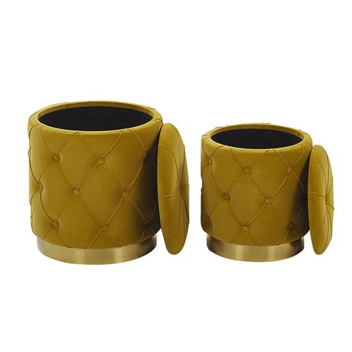 Pouf Pueblo Set De 2 Moutarde Velours