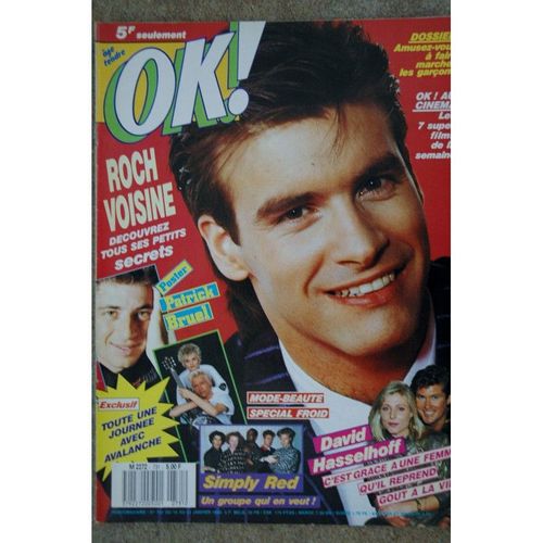 Ok ! Âge Tendre 731 Janvier 1990 Roch Voisine Simply Red + Poster Patrick Bruel Avalanche David Hasselhoff