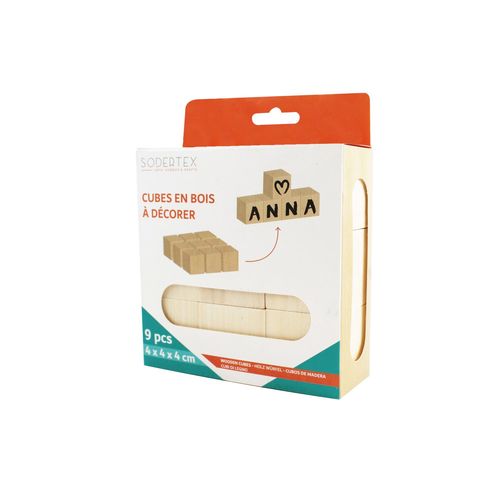 Cubes Puzzle En Bois À Décorer 9 Cubes 4 Cm