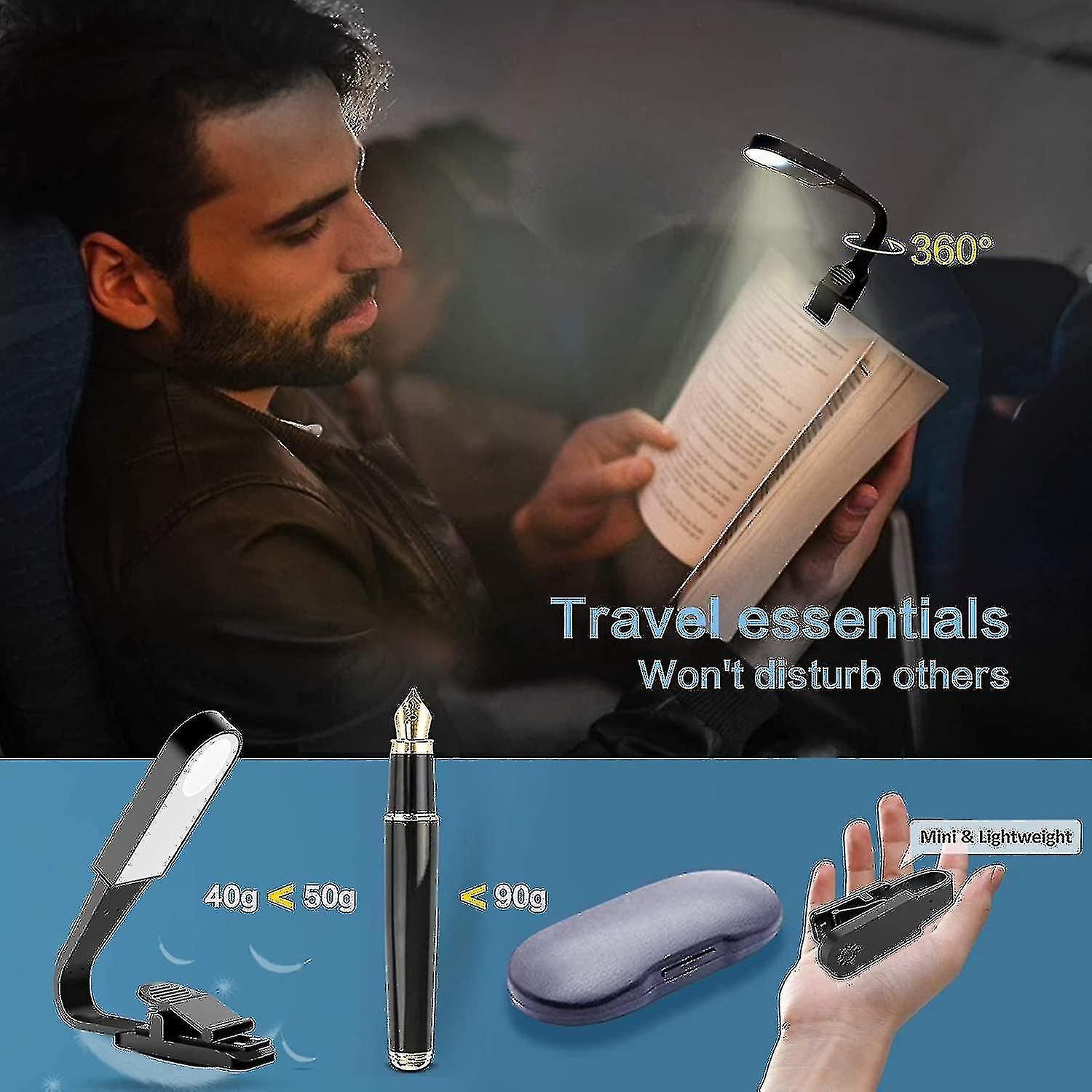 Book Light, Usb Rechargeable Reading Light With Touch Sensor... - 4