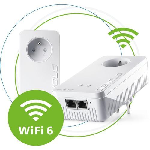 devolo Magic 2 WiFi 6 - Starter Kit - kit d'adaptation pour courant porteur - 1GbE, HomeGrid - Wi-Fi 6 - Bi-bande - Branchement mural