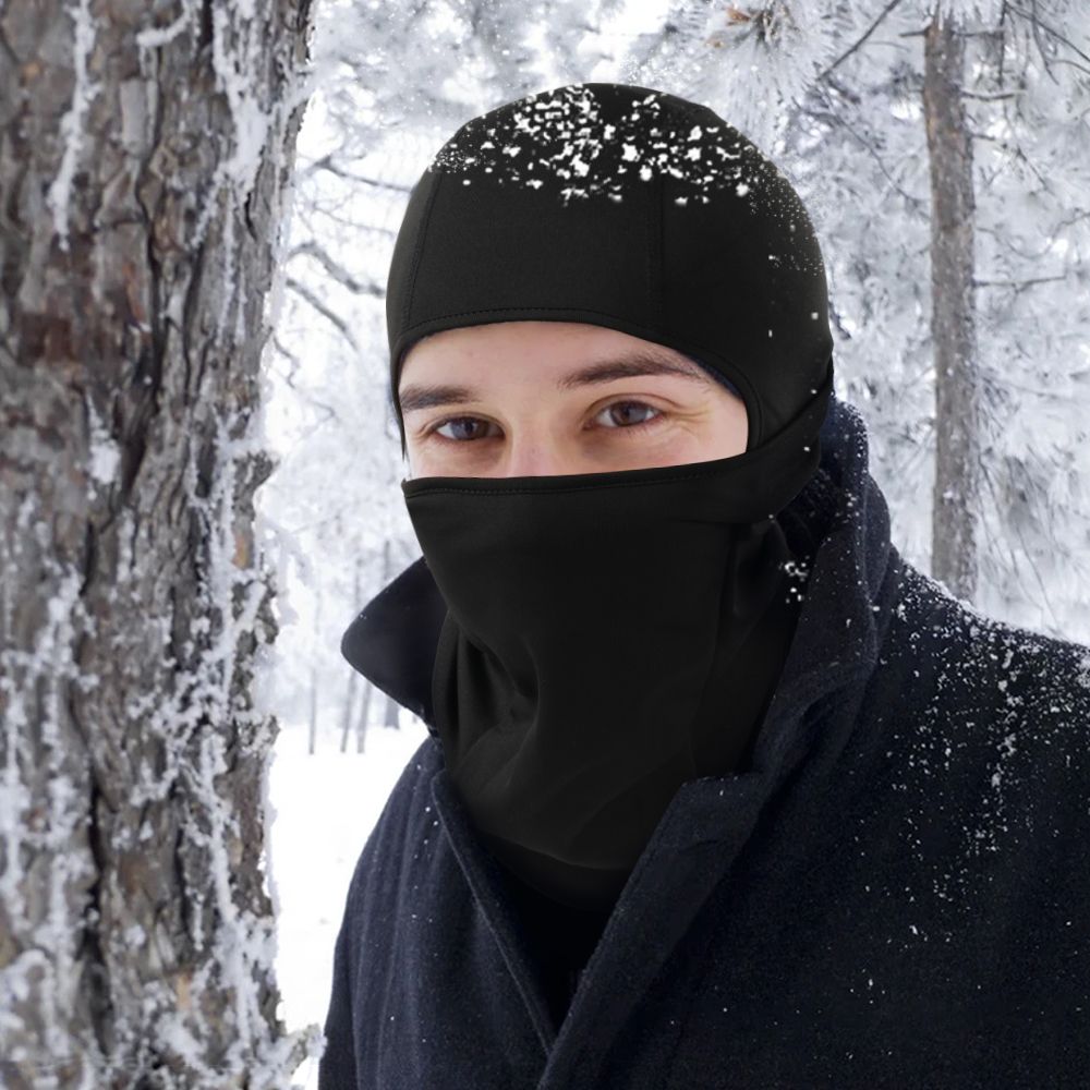 Cagoule Polaire D'hiver Noire,Facial Complet,Cache-Cou,Couve... - 4