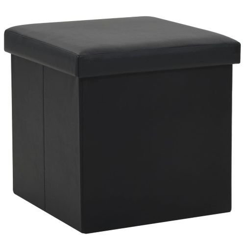 Vidaxl Tabouret De Rangement Pliable Noir Similicuir