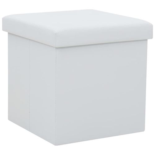 Vidaxl Tabouret De Rangement Pliable Blanc Similicuir