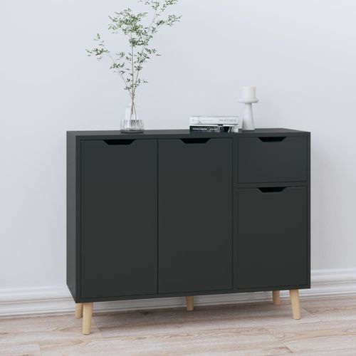 Vidaxl Buffet Noir Brillant 90x30x72 Cm Aggloméré