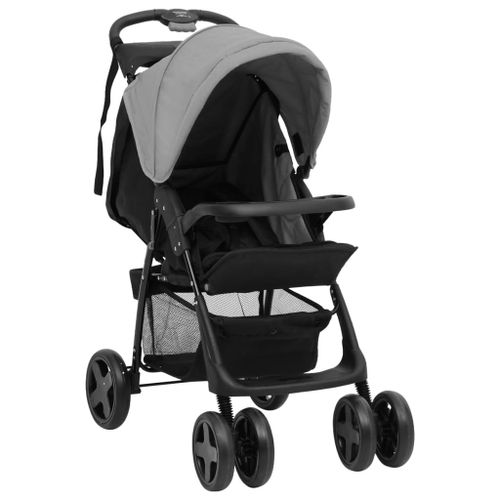 Vidaxl Poussette Pour Bébé 2-En-1 Gris Clair Et Noir Acier