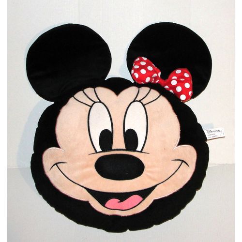 Coussin Mickey Et Minnie Reversible - Peluche Tête Disney 34 Cm