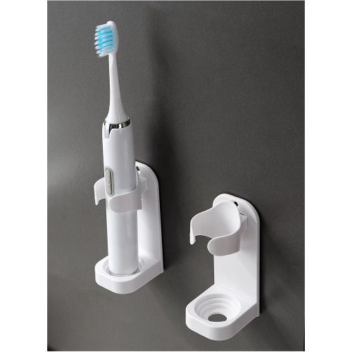 Support de Brosse à Dents Électrique, Organisateur de Dentifrice Mural Autocollant en Plastique Multifonctionnel Support de 2