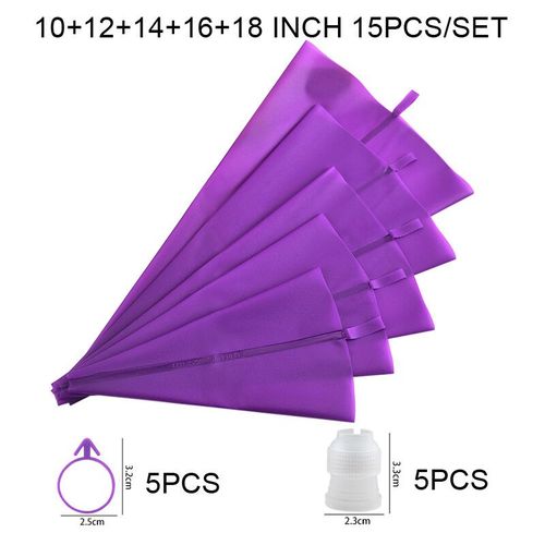Poche À Douille Réutilisable En Silicone Pour Décoration De Gâteau,Accessoire De Cuisine,En Forme De Poupée De Crème,En Acier Inoxydable,Outil De Cuisson, - Type [15pcs 25]-46cm
