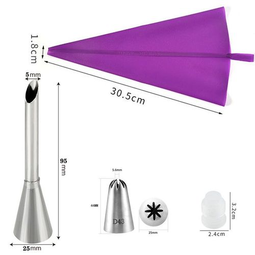 Poche À Douille Réutilisable En Silicone Pour Décoration De Gâteau,Accessoire De Cuisine,En Forme De Poupée De Crème,En Acier Inoxydable,Outil De Cuisson, - Type Set2