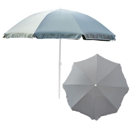 Parasol De Jardin Matiere Polyester - Acier Couleur Gris Large D 240 Cm H 230 Cm Ideal Sur La Plage, Dans Le Jardin, Sur Le Balcon
